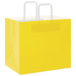 Sacchetti di Carta 50 pz con Manici Gialli 32x22x28 cm