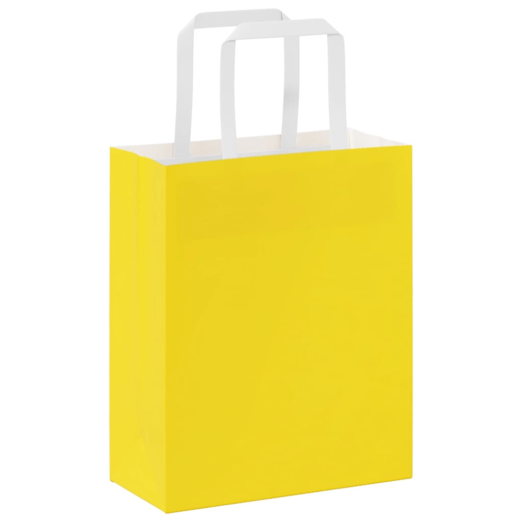 vidaXL Sacchetti di Carta 250 pz con Manici Gialli 18x8x22 cm