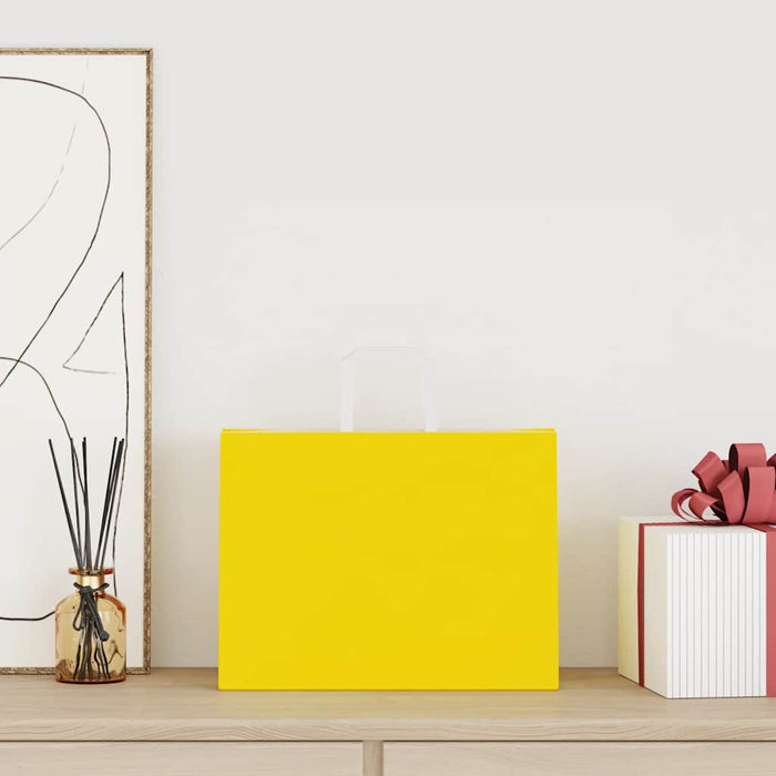 vidaXL Sacchetti di Carta 250 pz con Manici Gialli 32x17x25 cm