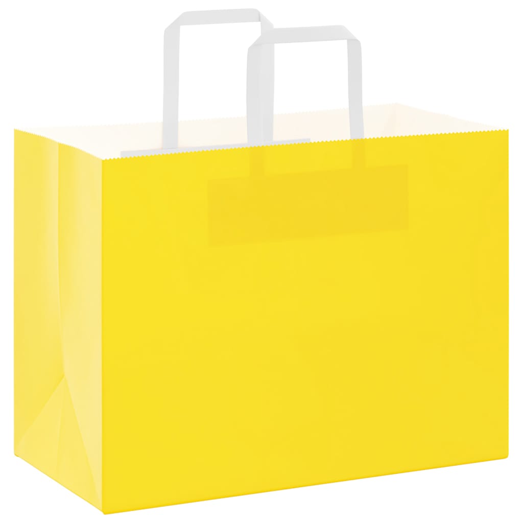 Sacchetti di Carta 250 pz con Manici Gialli 32x17x25 cm 4102013
