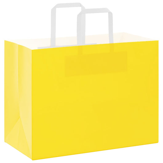 Sacchetti di Carta 250 pz con Manici Gialli 32x17x25 cm 4102013