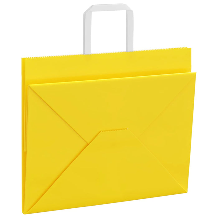 Sacchetti di Carta 250 pz con Manici Gialli 32x22x24 cm