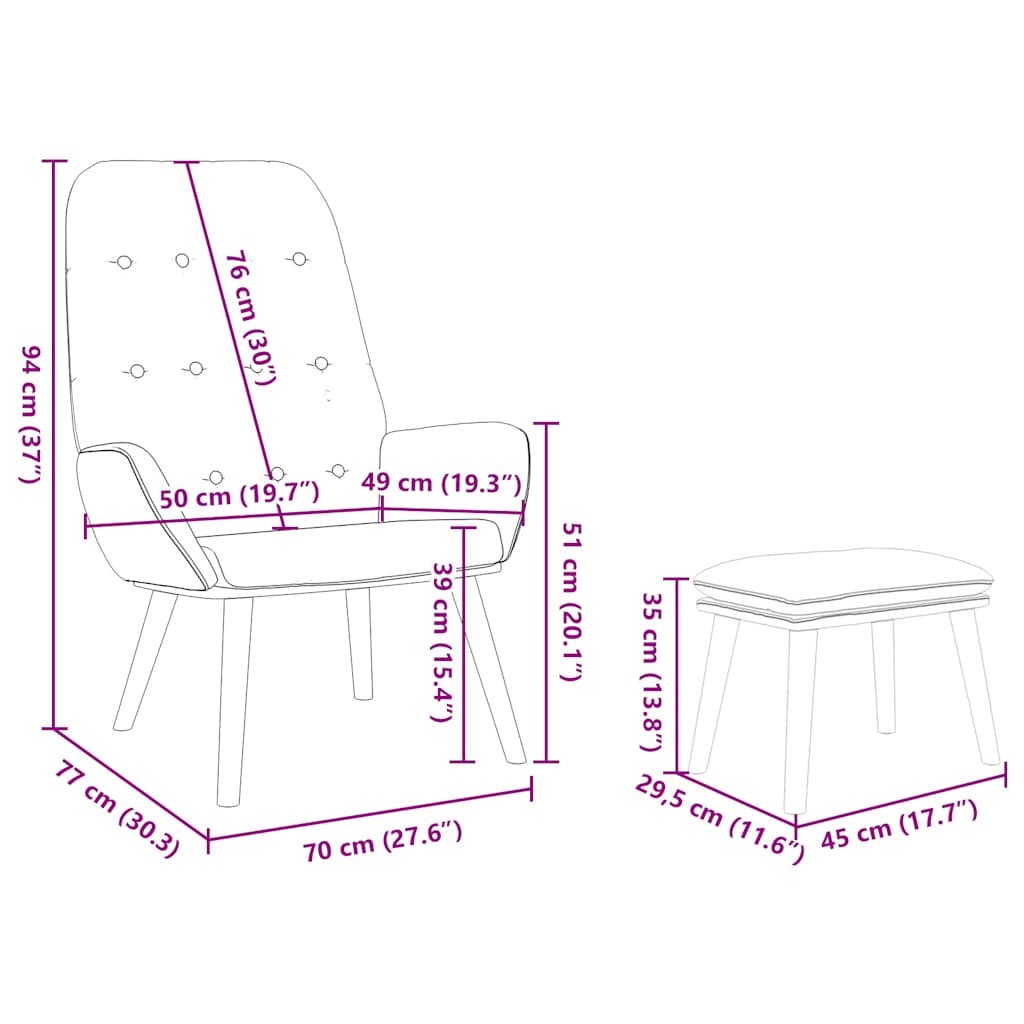 vidaXL Poltrona Relax con Poggiapiedi Rosso Vino in Tessuto