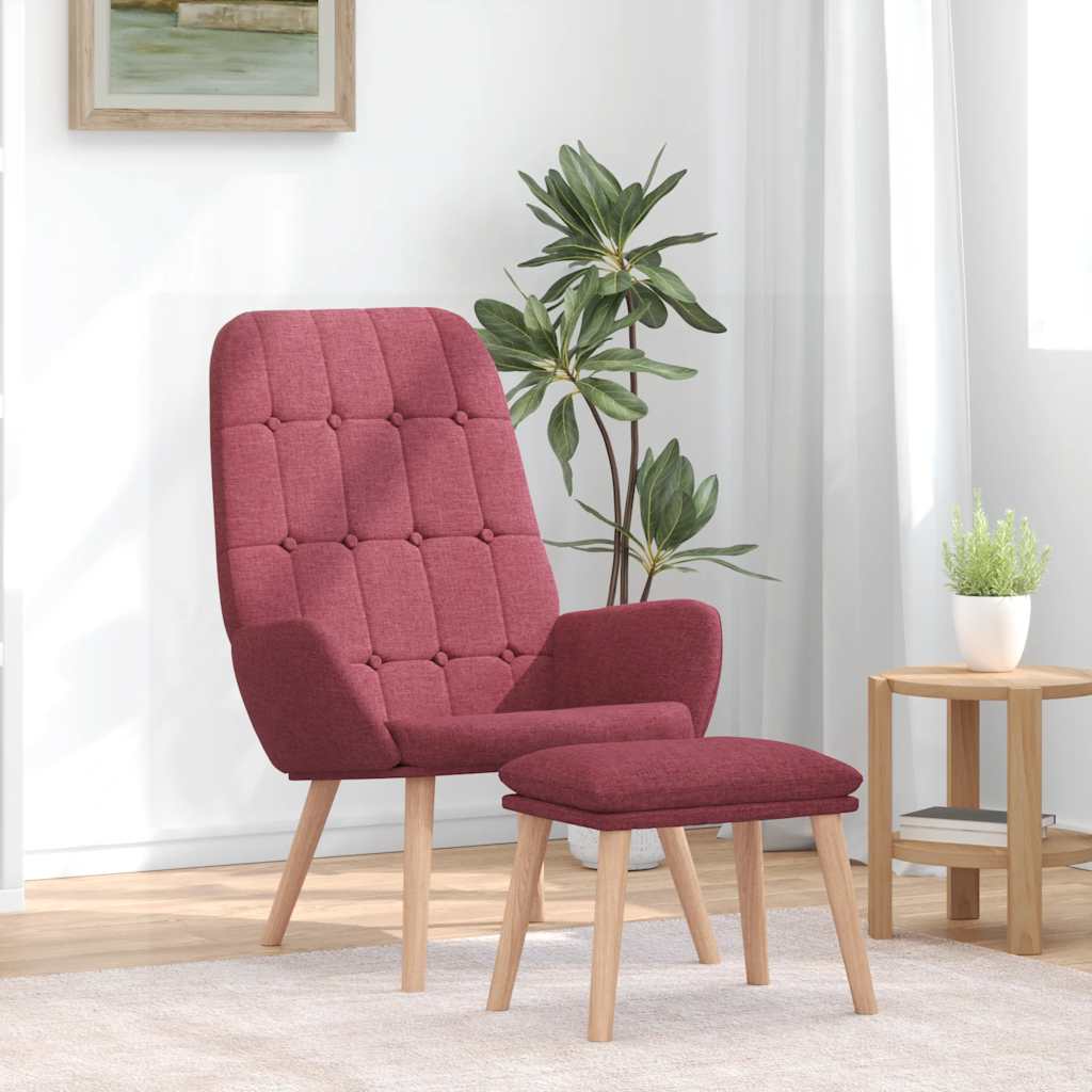 vidaXL Poltrona Relax con Poggiapiedi Rosso Vino in Tessuto