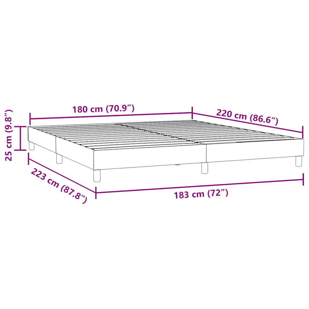 vidaXL Letto a Molle senza Materasso Nero 180x220 cm in Velluto
