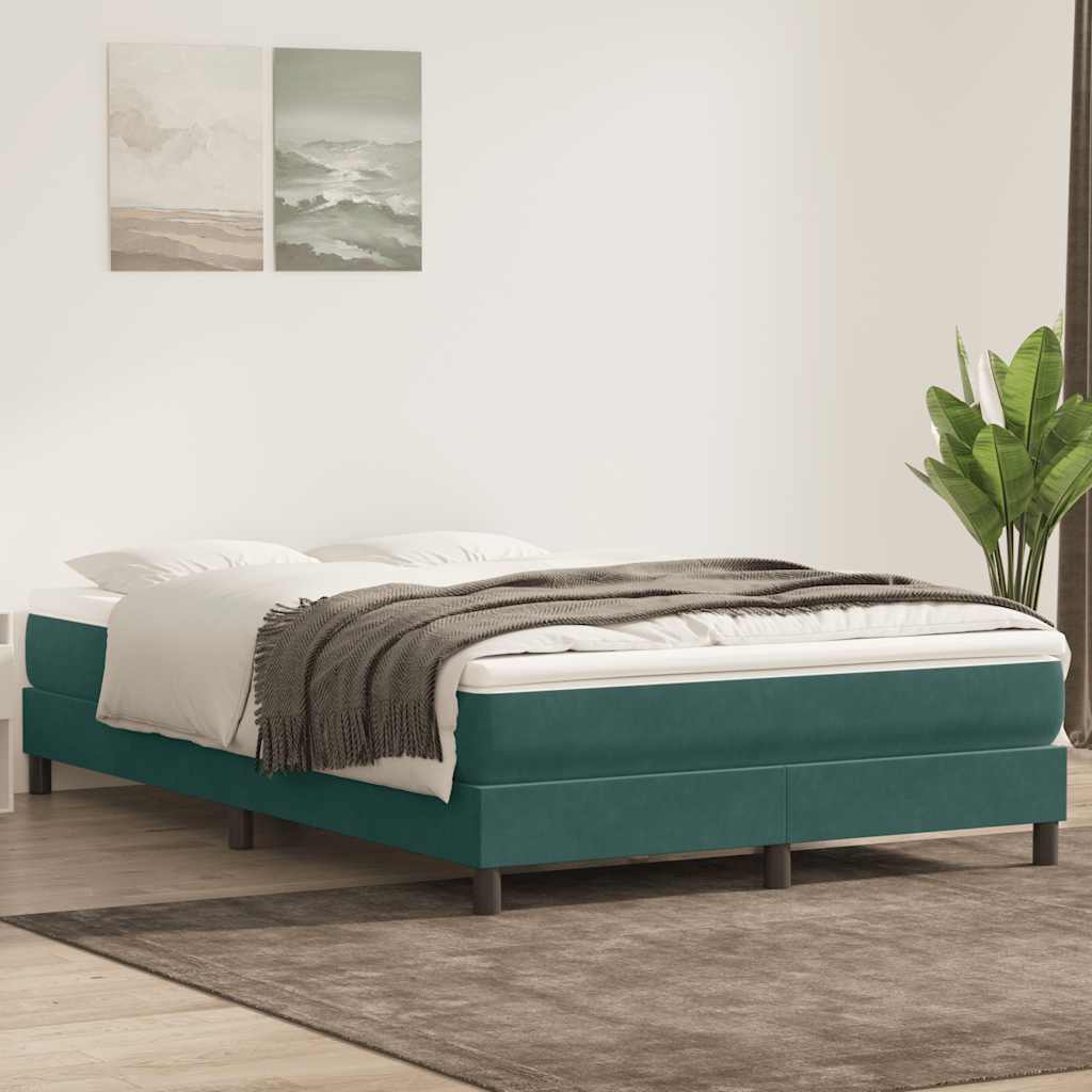 vidaXL Giroletto a Molle con Materasso Verde Scuro 160x210 cm Velluto
