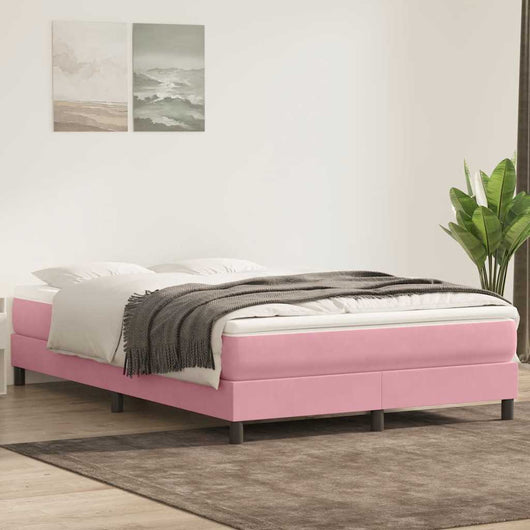vidaXL Giroletto a Molle con Materasso Rosa 140x220 cm in Velluto