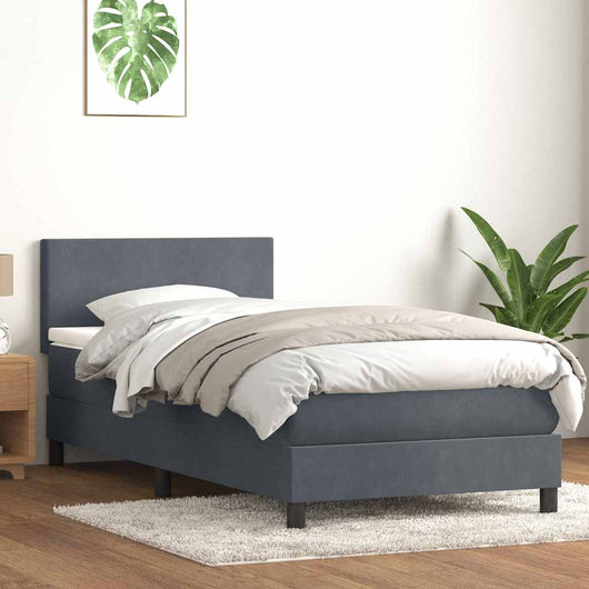 Giroletto a Molle con Materasso-Struttura Letto Grigio Scuro 90x210 cm Velluto 939968