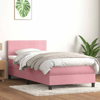 Giroletto a Molle con Materasso-Struttura Letto con Materasso Rosa 90x210 cm Velluto 951143