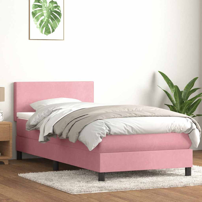 vidaXL Giroletto a Molle con Materasso Rosa 90x210 cm Velluto