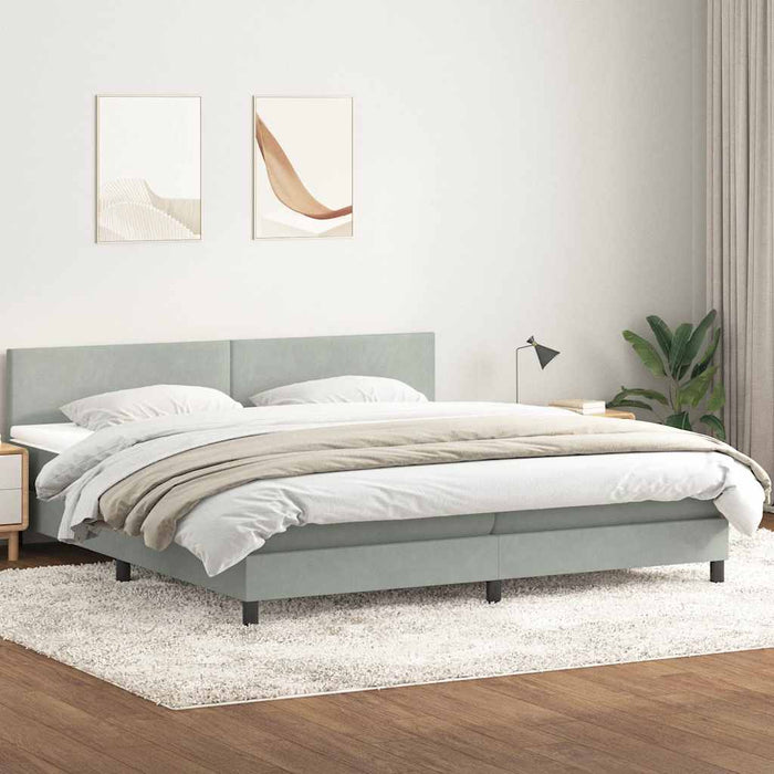 vidaXL Giroletto a Molle con Materasso Grigio Chiaro 180x220cm Velluto