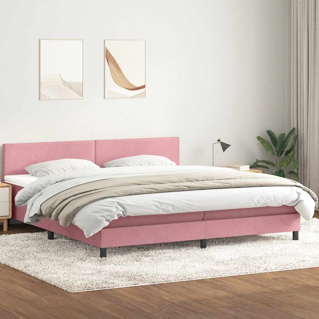 vidaXL Giroletto a Molle con Materasso Rosa 200x220 cm in Velluto