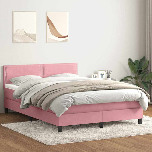 Giroletto a Molle con Materasso Rosa 160x210 cm in Velluto