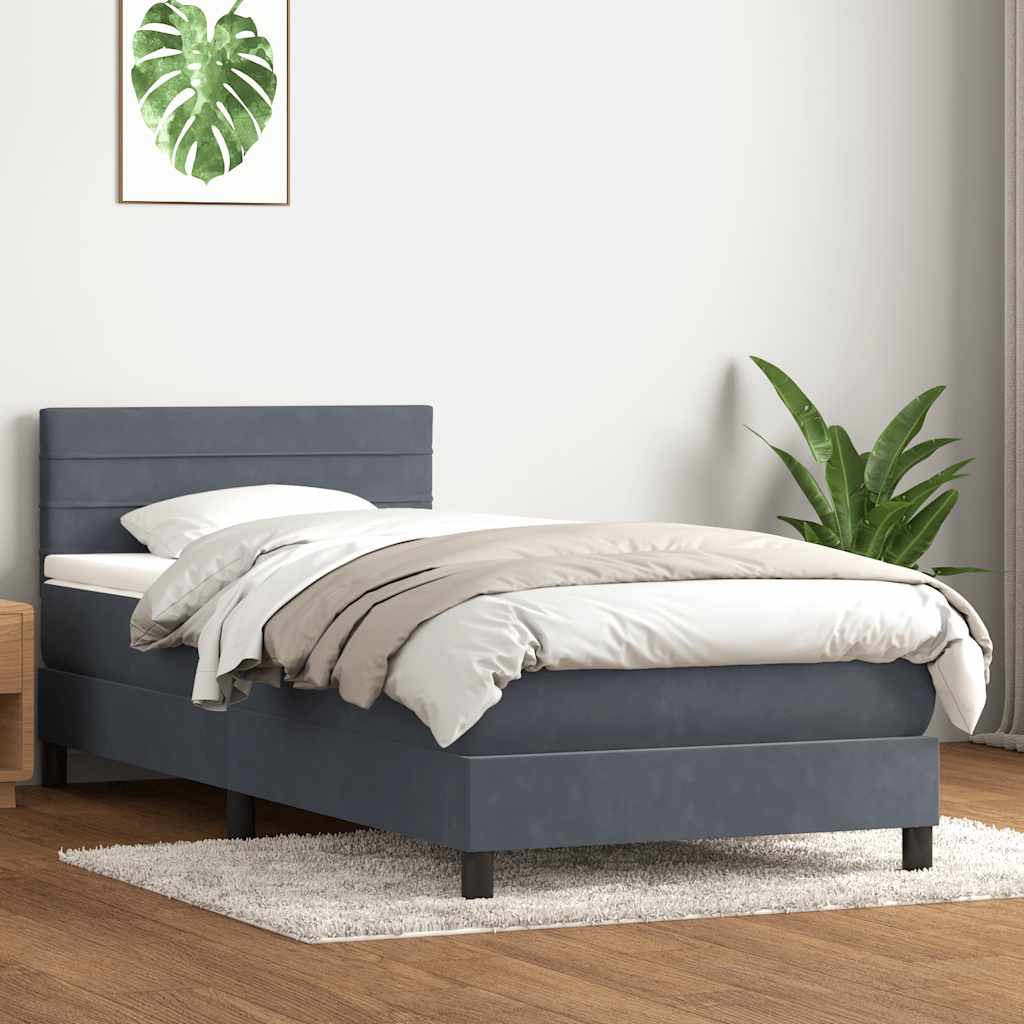 Giroletto a Molle con Materasso-Struttura Letto Grigio Scuro 90x210 cm Velluto 681226