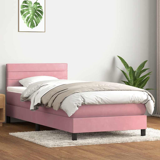 vidaXL Giroletto a Molle con Materasso Rosa 100x210 cm in Velluto