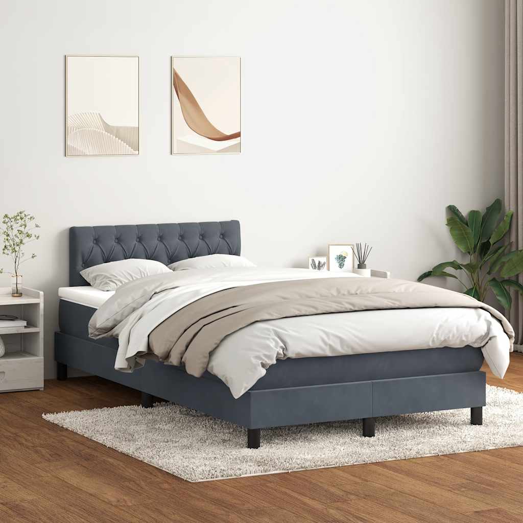vidaXL Giroletto a Molle con Materasso Grigio Scuro 120x220 cm Velluto