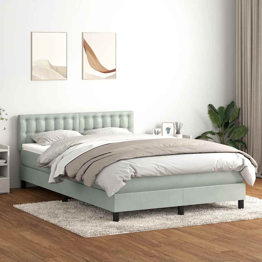 vidaXL Giroletto a Molle con Materasso Grigio Chiaro 160x220cm Velluto