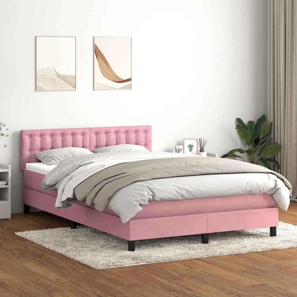 vidaXL Giroletto a Molle con Materasso Rosa 160x220 cm in Velluto