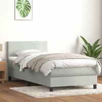 Letto a Molle con Materasso e LED-Struttura Letto con Materasso Grigio Chiaro 80x210 cm Velluto 420811