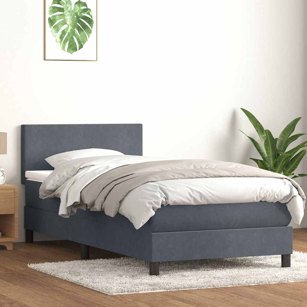 Letto a Molle con Materasso e LED-Struttura Letto con Materasso Grigio Scuro 80x210 cm Velluto 439015