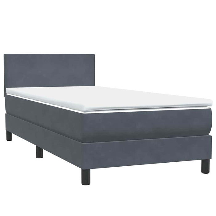 Letto a Molle con Materasso e LED-Struttura Letto con Materasso Grigio Scuro 90x210 cm Velluto 821078