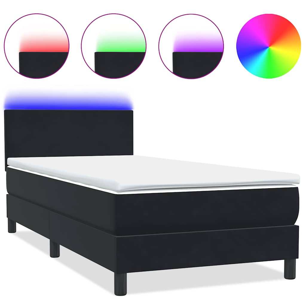 Letto a Molle con Materasso e LED-Struttura Letto con Materasso Nero 80x220 cm Velluto 483566