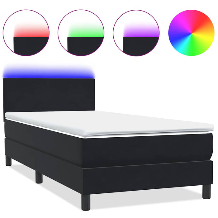 Letto a Molle con Materasso e LED-Struttura Letto con Materasso Nero 80x220 cm Velluto 483566