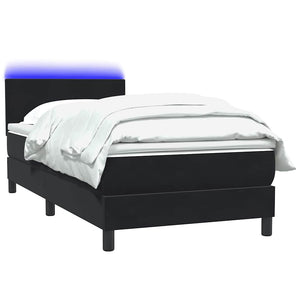 Letto a Molle con Materasso e LED-Struttura Letto con Materasso Nero 80x220 cm Velluto 483566