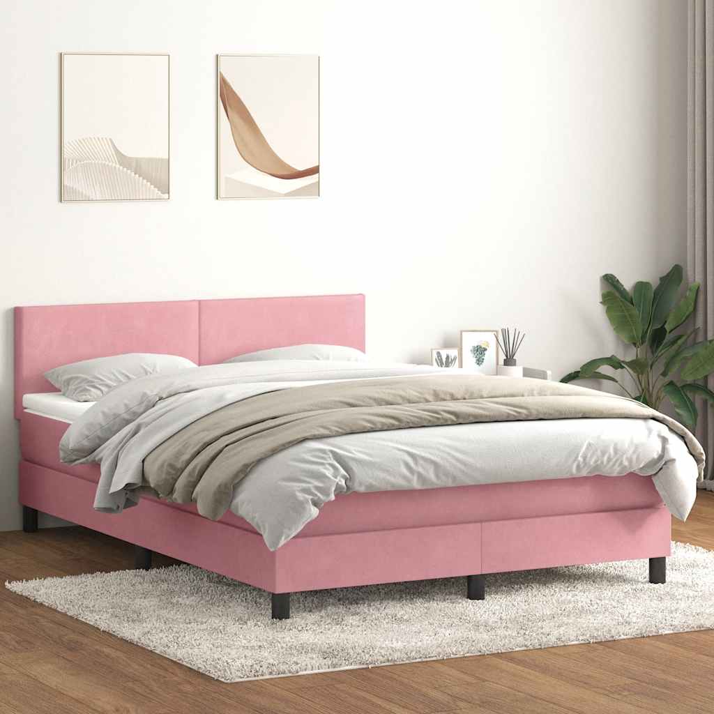 vidaXL Giroletto a Molle con Materasso Rosa 160x220 cm in Velluto