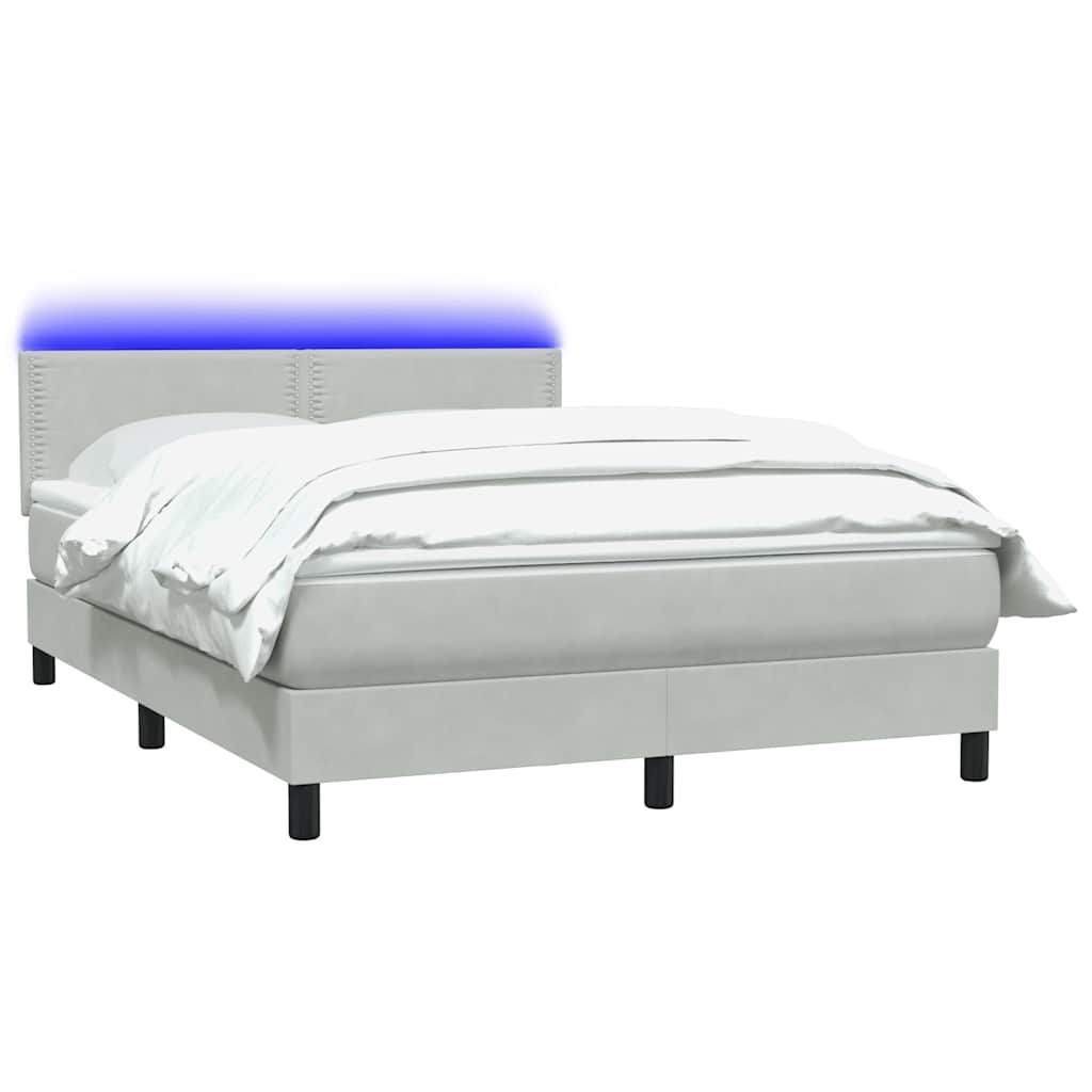 Letto a Molle con Materasso e LED Grigio Chiaro 160x210cm Velluto 3316791
