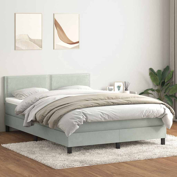 Letto a Molle con Materasso e LED Grigio Chiaro 160x210cm Velluto 3316791