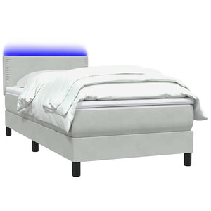 Letto a Molle con Materasso e LED-Struttura Letto con Materasso Grigio Chiaro 80x220 cm Velluto 540075