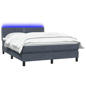 Letto a Molle con Materasso e LED Grigio Scuro 140x220 cm Velluto 3316834