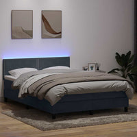 Letto a Molle con Materasso e LED Grigio Scuro 140x220 cm Velluto 3316834