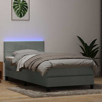 Letto a Molle con Materasso e LED-Struttura Letto con Materasso Grigio Chiaro 80x220 cm Velluto 938614
