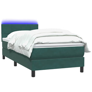 Letto a Molle con Materasso e LED-Struttura Letto con Materasso Verde Scuro 80x220 cm Velluto 630984