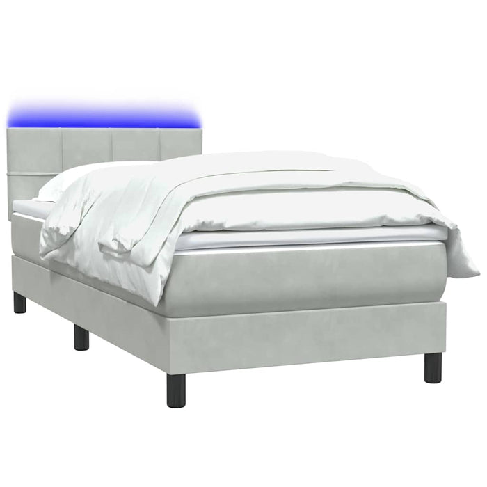 Letto a Molle con Materasso e LED-Struttura Letto con Materasso Grigio Chiaro 90x220 cm Velluto 825864