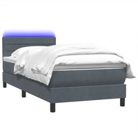 Letto a Molle con Materasso e LED-Struttura Letto con Materasso Grigio Scuro 80x210 cm Velluto 268827