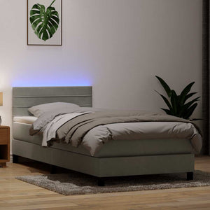 Letto a Molle con Materasso e LED-Struttura Letto con Materasso grigio chiaro 90x210 cm Velluto 419897