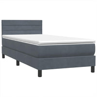 Letto a Molle con Materasso e LED-Struttura Letto con Materasso Grigio Scuro 90x210 cm Velluto 251404