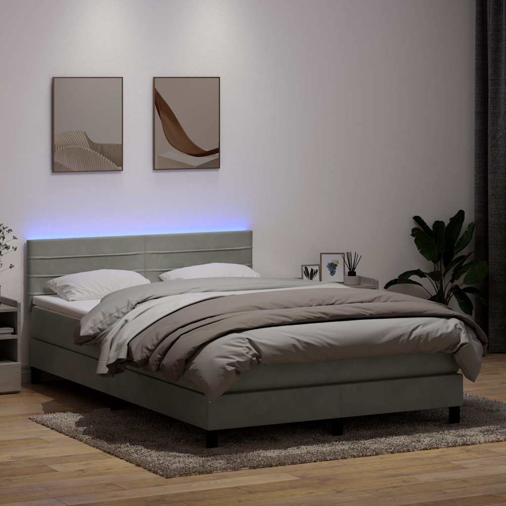 vidaXL Giroletto a Molle con Materasso Grigio Chiaro 160x210cm Velluto