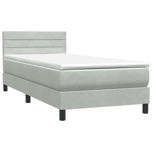 Letto a Molle con Materasso e LED-Struttura Letto con Materasso Grigio Chiaro 90x220 cm Velluto 706257