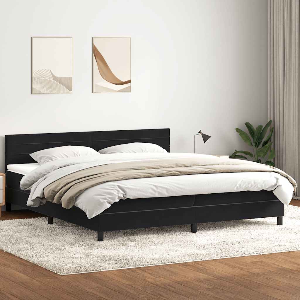 Letto a Molle con Materasso e LED Nero 200x220 cm in Velluto 3317045