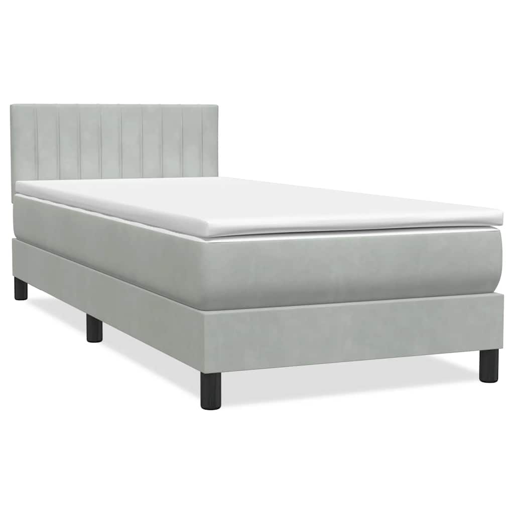 Letto a Molle con Materasso e LED-Struttura Letto con Materasso Grigio Chiaro 80x210 cm Velluto 840365