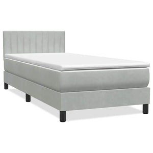 Letto a Molle con Materasso e LED-Struttura Letto con Materasso Grigio Chiaro 80x210 cm Velluto 840365