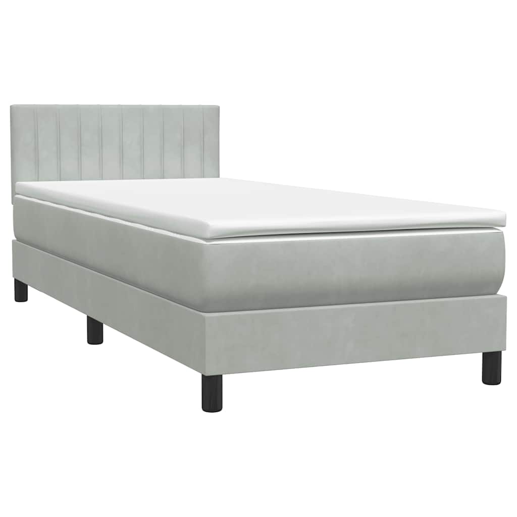 Letto a Molle con Materasso e LED-Struttura Letto con Materasso Grigio Chiaro 80x210 cm Velluto 840365