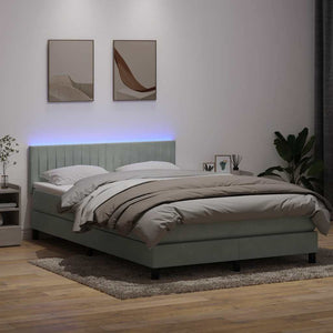 Letto a Molle con Materasso e LED Grigio Chiaro 160x210cm Velluto 3317079
