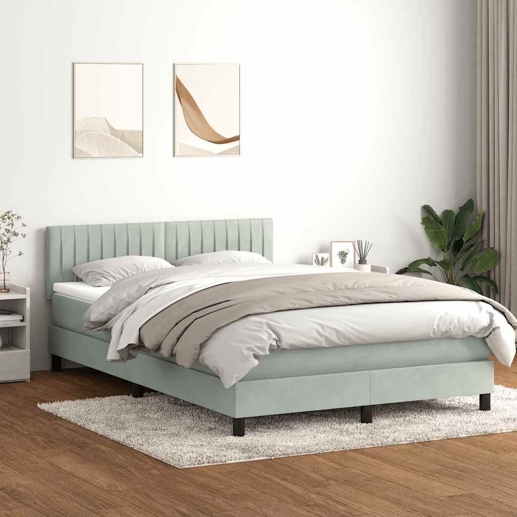 Letto a Molle con Materasso e LED Grigio Chiaro 160x210cm Velluto 3317079