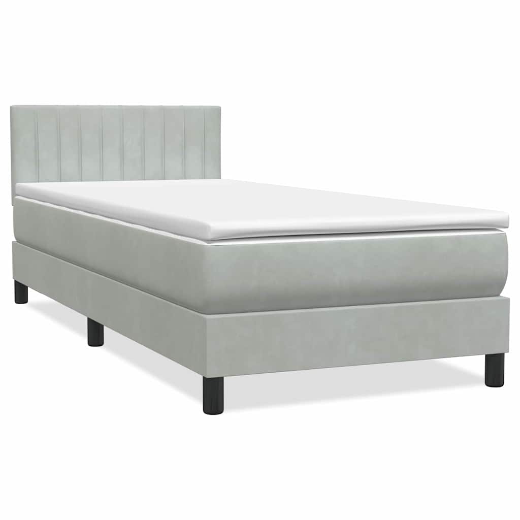 Letto a Molle con Materasso e LED-Struttura Letto con Materasso Grigio Chiaro 80x220 cm Velluto 940429