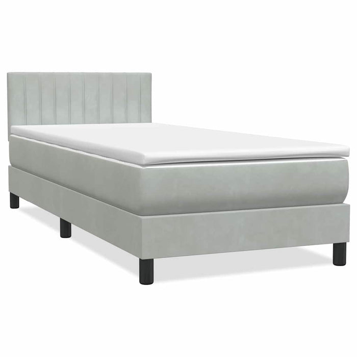 Letto a Molle con Materasso e LED-Struttura Letto con Materasso Grigio Chiaro 80x220 cm Velluto 940429